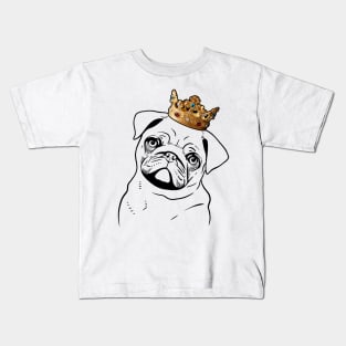 Pug Dog King Queen Wearing Crown Kids T-Shirt